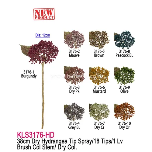 38cm Dry Hydrangea Spray