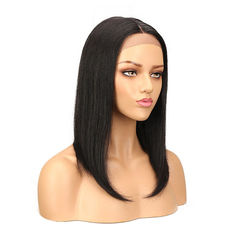 Half Hand Made Lace Front Silky Straight Human Hair Wig