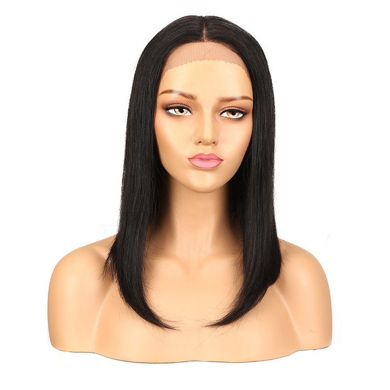 Half Hand Made Lace Front Silky Straight Human Hair Wig