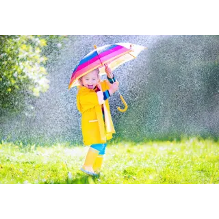 Who says rainy days can't be fun? Make a splash in this bright raincoat! Water rolls off immediately, keeping the wearer dry underneath.