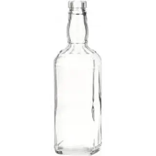 750 ml Clear Glass Square Fluted Shoulder Liquor Bottle