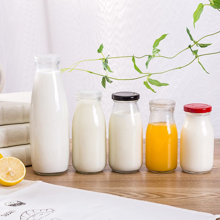 bulk empty glass milk bottles with lids wholesale