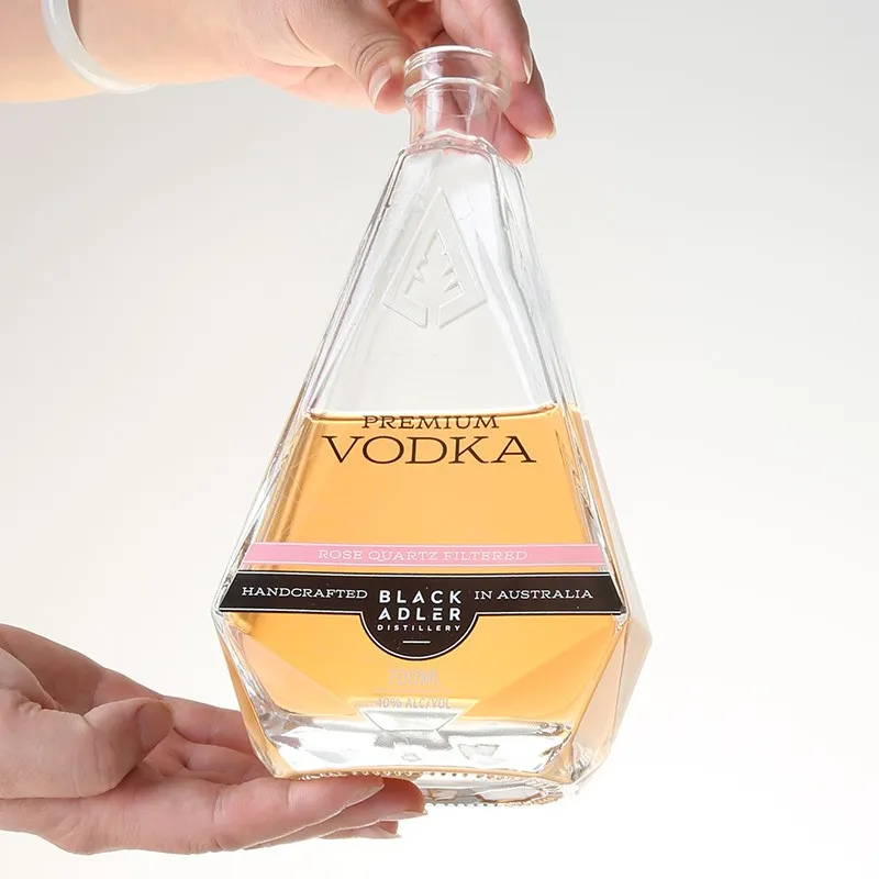 personalised crystal triangle liquor glass bottle and cork