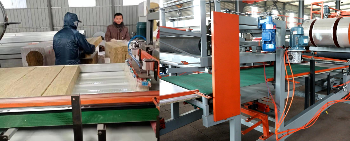 EPS/ROCK-WOOL INTERIOR COLORED STEEL SANDWICH PANEL PRODUCTION LINE