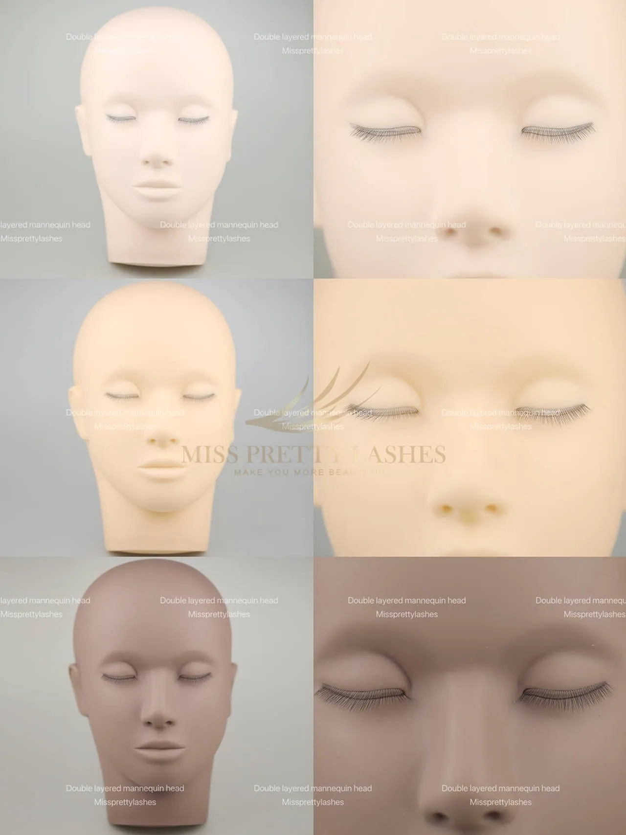 Eyelash Practice Training Mannequin Head 1 pcs Rubber Cosmetology Mannequin  Doll Face Head For Eyelashes Makeup Massage Practice