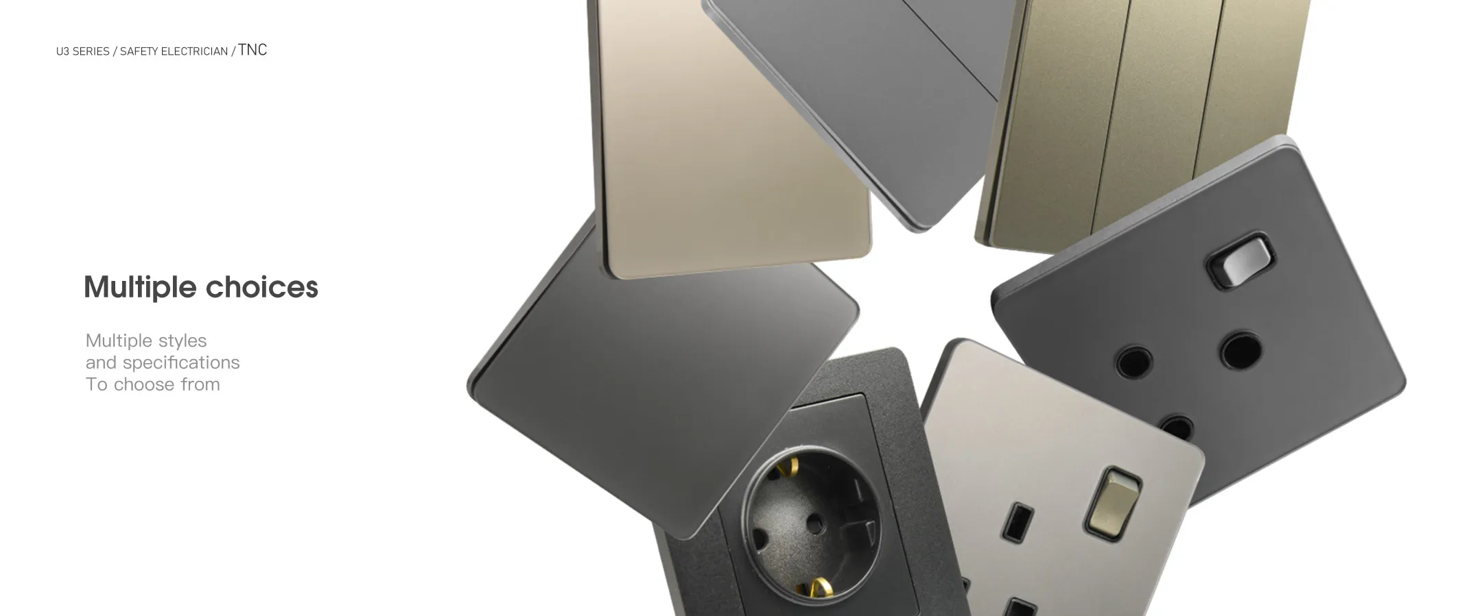 U3 Series Gray Glass 16A Triangle Socket