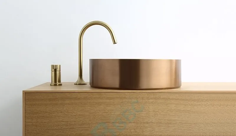 MDF&Solid-Wood veneer Free-standing Bathroom Vanities with Stainless Steel Basin