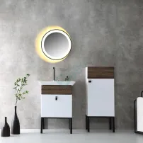 Free Combination of Plywood Free-standing Bathroom Vanities with different model of ceramic basin