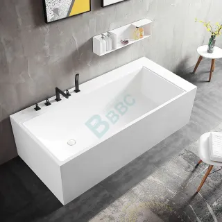 Square Solid surface free-standing Bathtub with Towel Holder