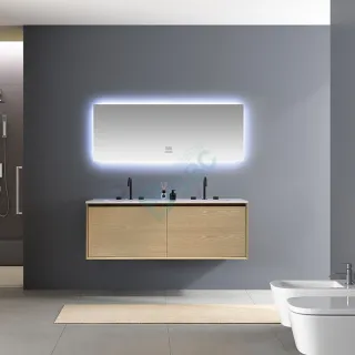 Plywood Wall-hung Bathroom Vanities with artificial sink
