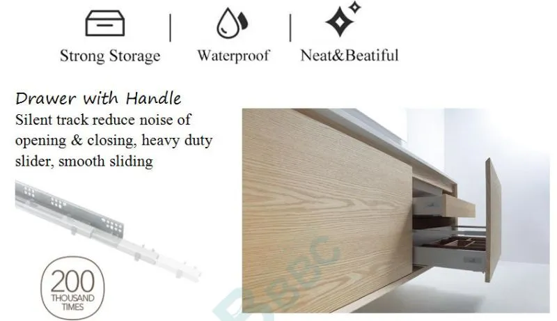 Plywood Wall-hung Bathroom Vanities with artificial sink