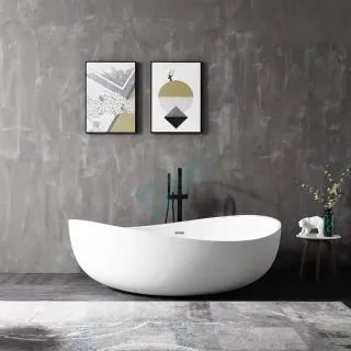 Rimless Solid surface free-standing Bathtub