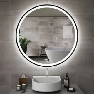 This light up round illuminated bathroom mirror blends a streamlined modern style into your space. 
