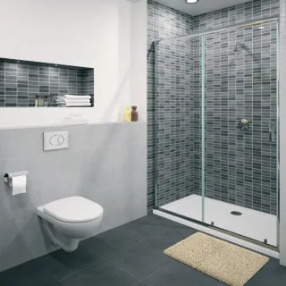 Aside from the clean aesthetics, wall-mounted toilets really make the cleaning process easier