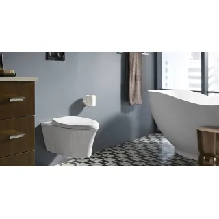 Wall-mounted toilets are a stylish, space-saving solution if you want a clean, modern look in your bathroom