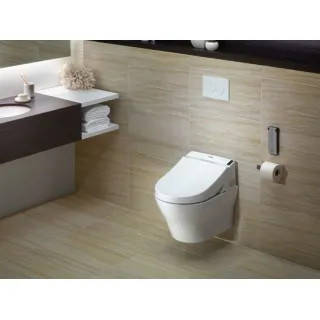 With a floor-standing toilet, all you need to do is install the toilet drain in place