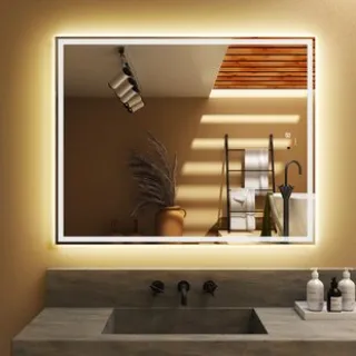 Anti-Fog, Fog Free Bathroom Wall Mirror Silver with Light and Bluetooth