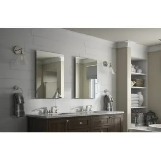 This framed backlit mirror is surrounded by a lined glow that provides you with comfortable and soft light from the front. LED lights up through frosted glass