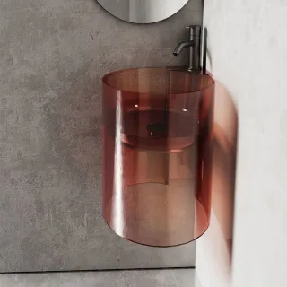 Corner Wall Mounted Transparent Sink for Bathroom