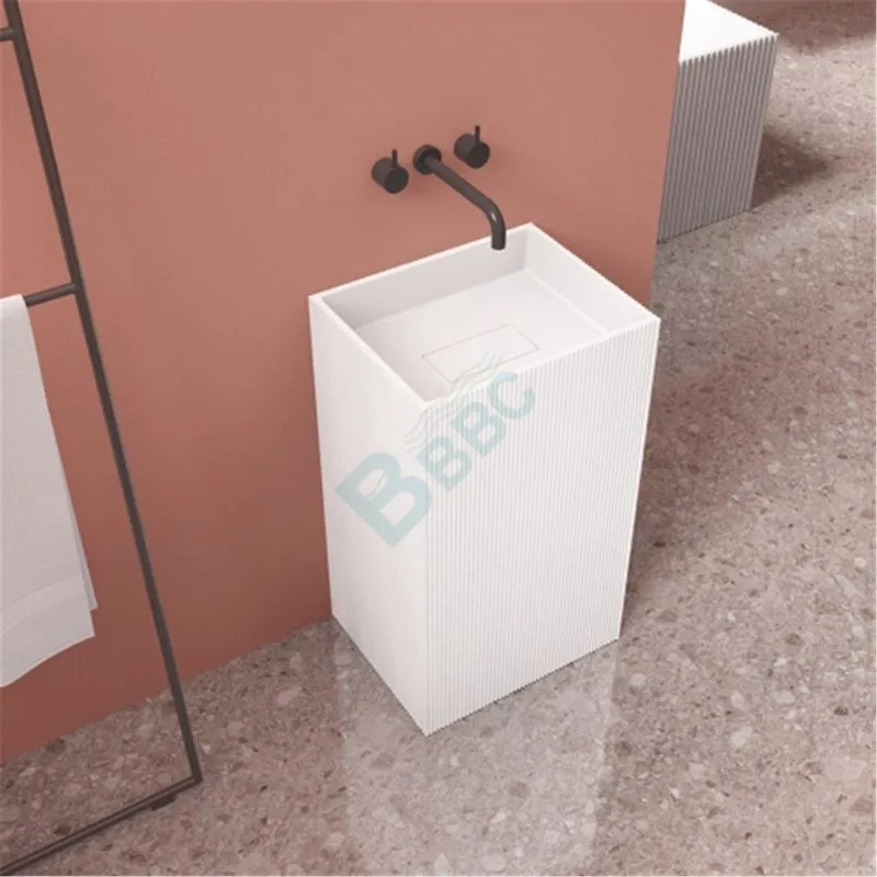 Roughness Rectangle Solid Surface Pedestal Basin