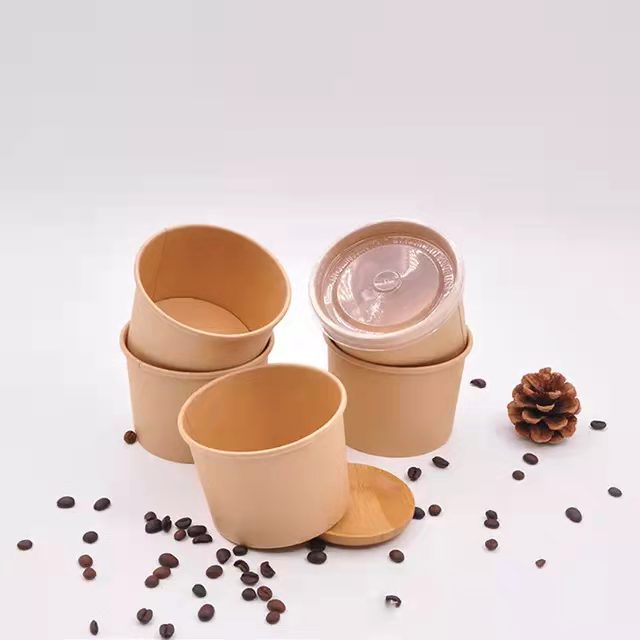 Paper Soup Bowl with Lid Kraft PP 33Oz/1000ml (100 Units)