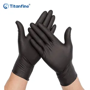 9-дюймовые черные нитриловые перчатки без пудры, 6,6 г
