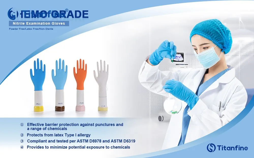 9 inch Chemo Blue Nitrile Gloves, Wholesale