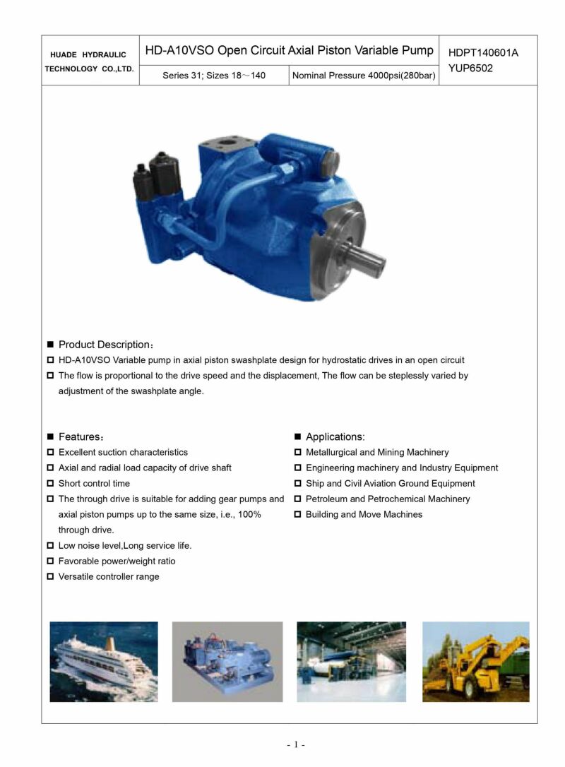 A10VSO Plunger Variable Displacement Pump