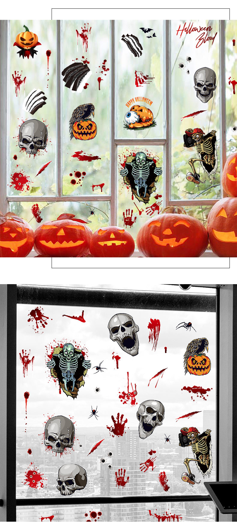 Halloween window sticker on glass decoration