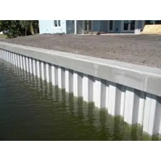 Steel sheet piles and seawalls are commonly used for waterfront projects.