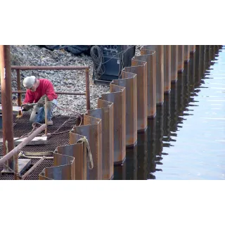 U-shaped sheet piles are U-shaped sections interlocked on both sides to form a continuous wall with the centerline located in the middle of the double U-section wall.
