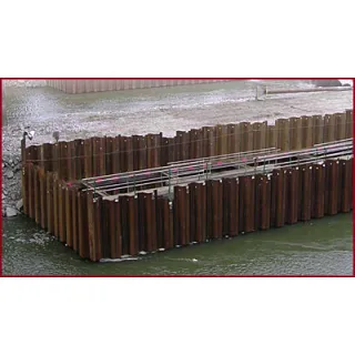 Steel sheet piles are long structural sections with a vertical interlocking system that can form a continuous wall. The walls are usually used to retain soil or water. The performance of a sheet pile section depends on its geometry and the soil into which