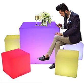 Cubo luminoso esterno a led impermeabile, sedie cubo led, luce cubo led