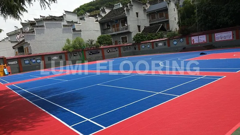 Suspended Athletic Surface Plastic Interlocking Flooring With Sunlight Asterisk Gid Design