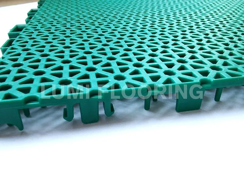 Suspended Athletic Surface Plastic Interlocking Flooring With Sunlight Asterisk Grid Design