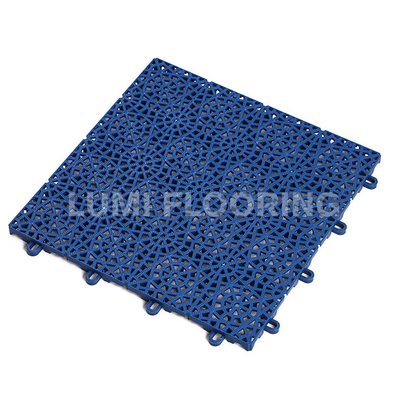 Deceleration Grain Rhombohedron PP Interlocking Tiles for Sports Courts Flooring