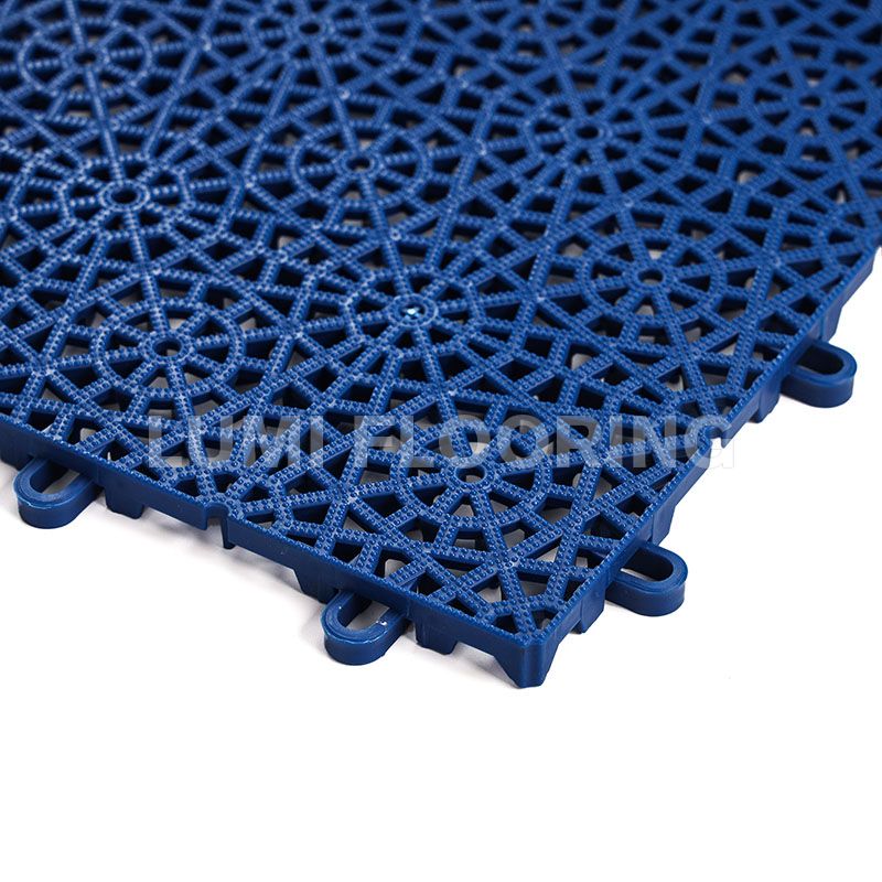 Deceleration Grain Rhombohedron PP Interlocking Tiles for Sports Courts Flooring