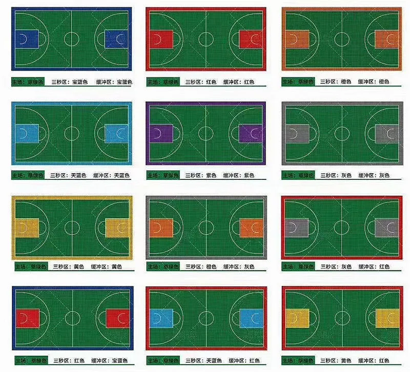 Color design for outdoor basketball court sport floor