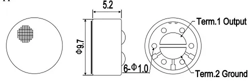 Noise-cancelling microphone units, Φ 9.7mm, pin and lead wire terminal