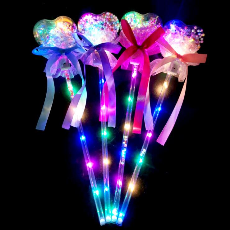 Encendiendo palos mágicos LED con cara varita mágica bola niños princesa brillo luz hada palo