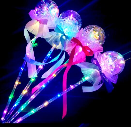 allumer des bâtons magiques LED avec visage baguette magique boule enfants princesse paillettes lumière fée bâton
