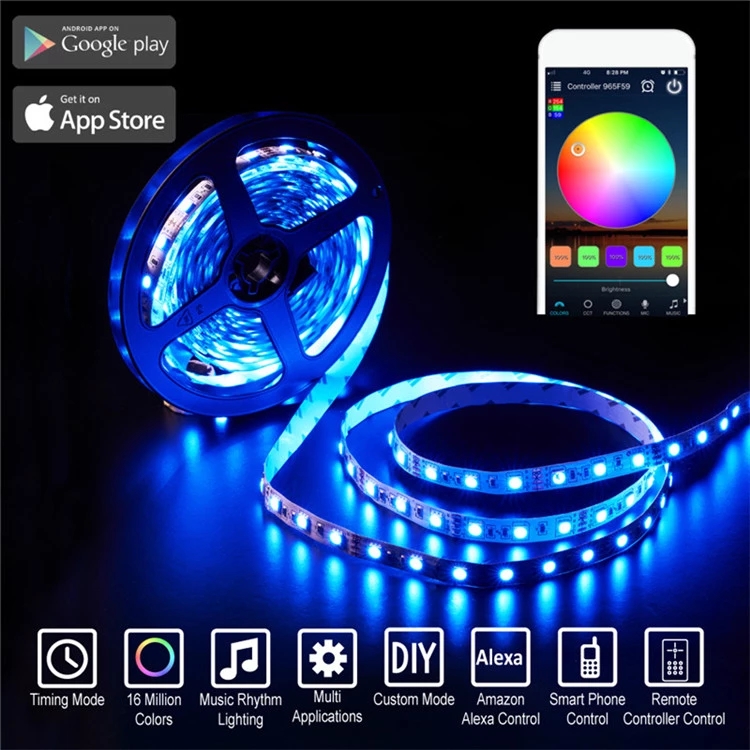 Luci LED RGB intelligenti con cambio colore del telecomando Impermeabile  SMD 5050 DC12V Illuminazione a nastro a LED flessibile