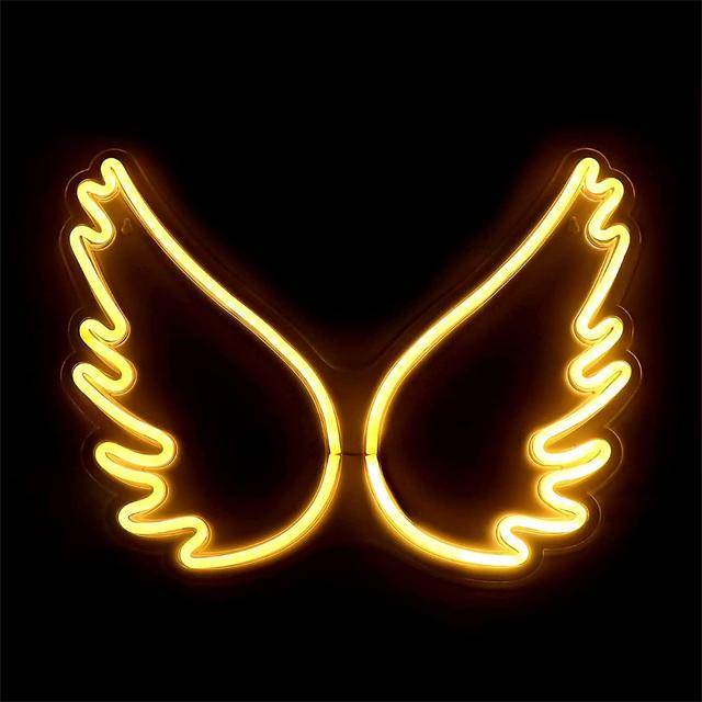 Bellissima luce al neon a LED con ali d'angelo