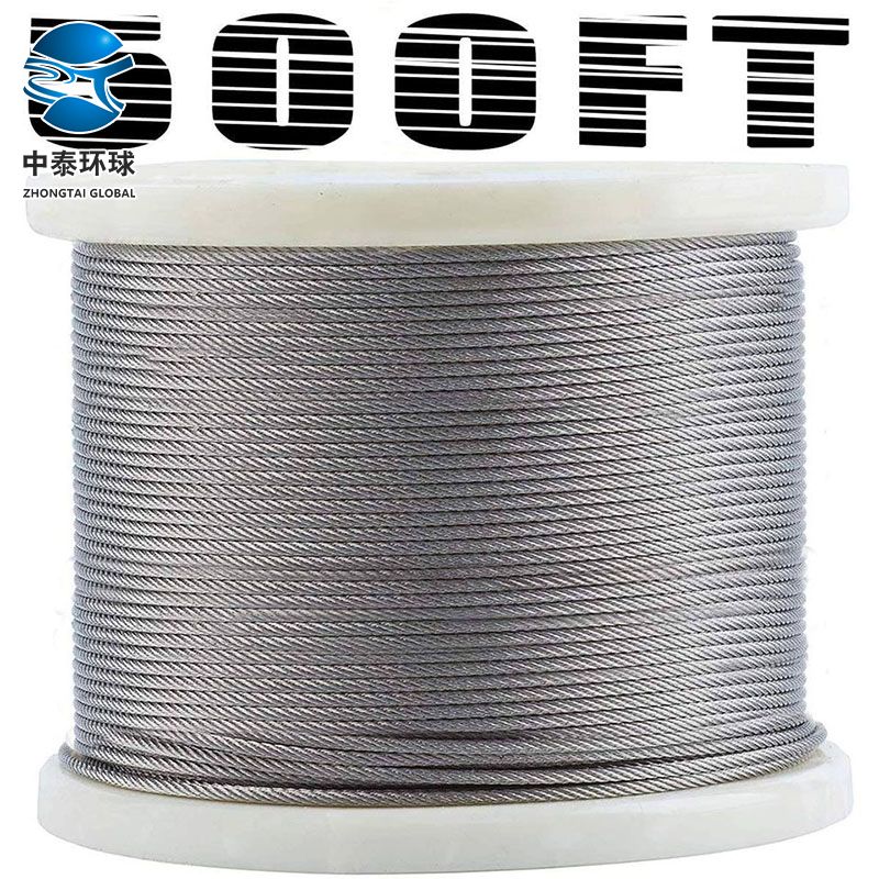 Câble En Acier Inoxydable Gainé PVC - 30 M, Diamètre 5 Mm, Structure 7x7 - Pour Clôture, Corde à Linge, Plantes