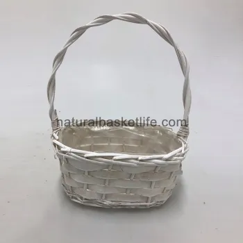 Oval Willow Baskets With Handles In White Color