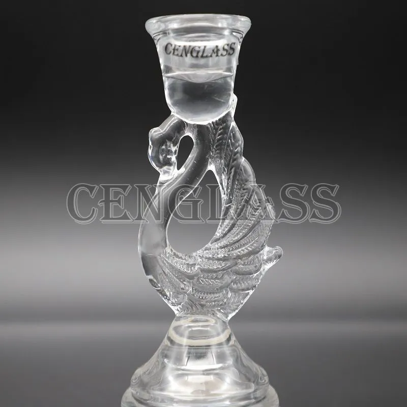 Swan Design Glass Pillar Candle Holder