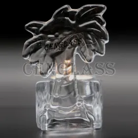 Porta-velas de vidro com design de árvore de nozes de coco