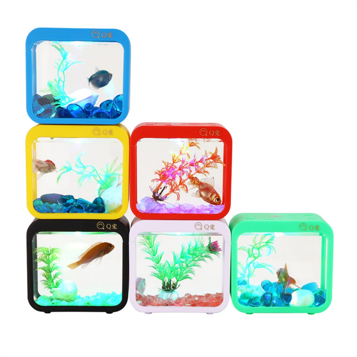 Raybow creative tabletop design aquarium decorations equipment plastic betta fish box jellyfish tank