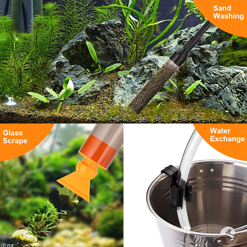 Fish Tank Manual Sand Cleaner Water Pipe Clip Retractable Short Tube Sand Washing Aquarium Gravel Cleaner