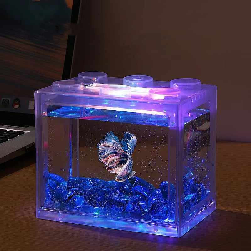 Good quality detachable mini farming tanks plastic fish tank plants lights salt water aquarium fish tank